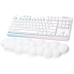 Logitech G715 Wireless Mechanical Gaming Keyboard with LIGHTSYNC RGB, Lightspeed, Tactile Switches (GX Brown), and Keyboard Palm Rest, PC/Mac Compatible - White Mist