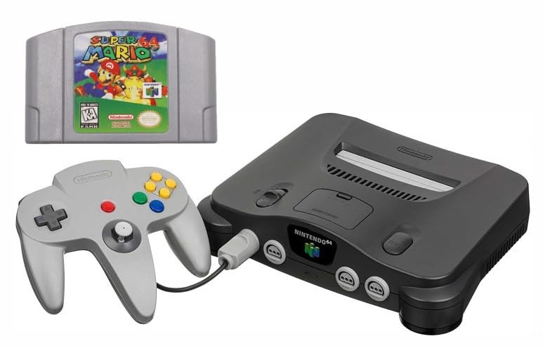 N64 System with Controller, Hookups, and Mario 64 Game (Renewed)