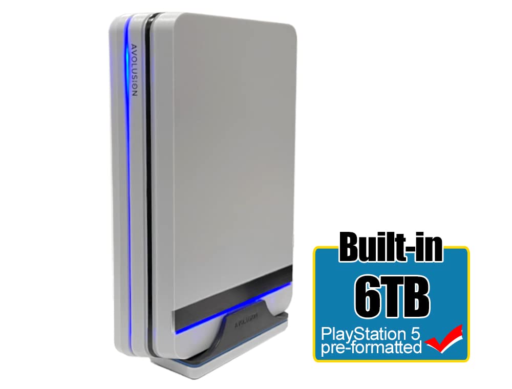Avolusion PRO-X (White) 6TB USB 3.0 External Gaming Hard Drive for PS5 Game Console (Renewed)
