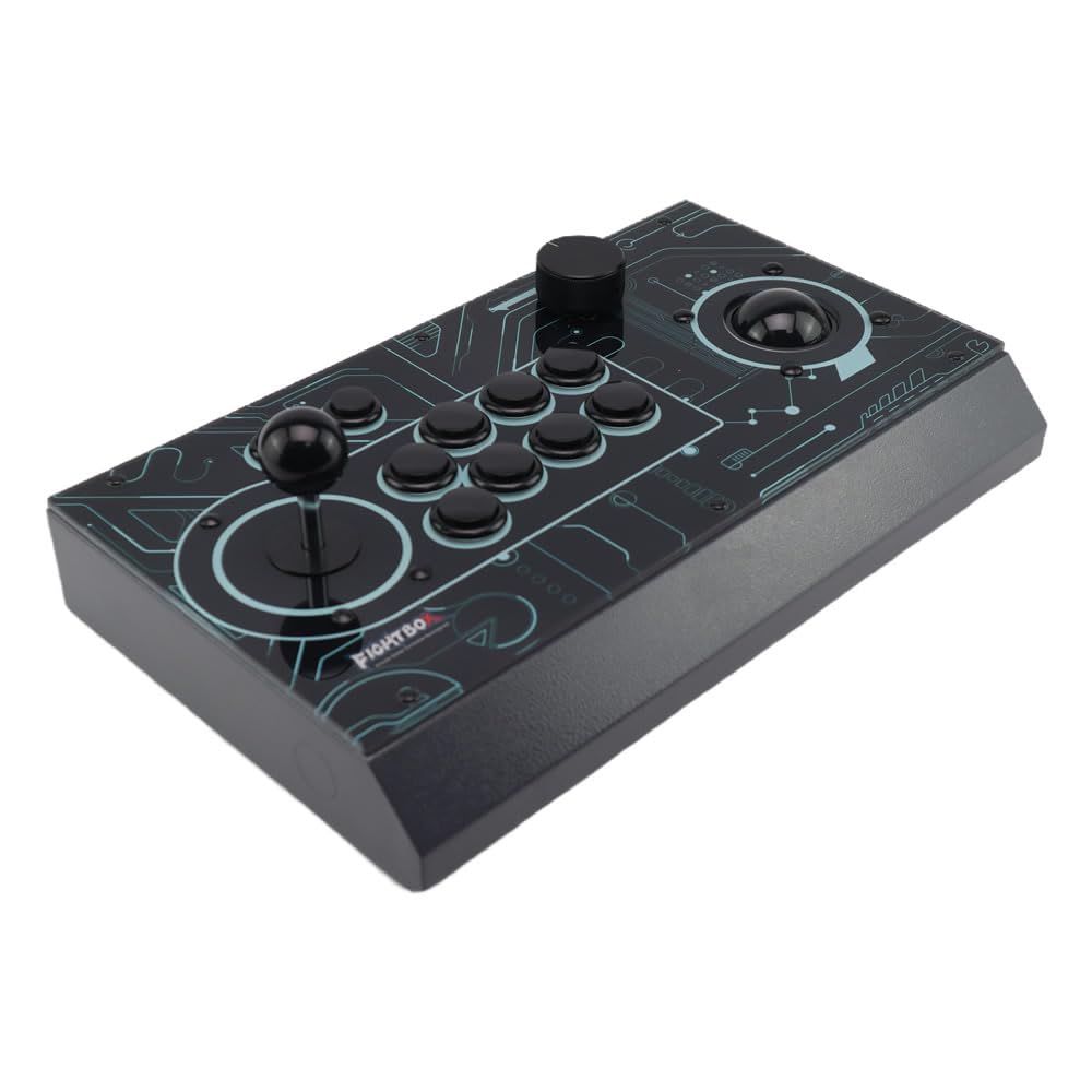 FightBox R10 Pro Arcade Fight Stick with 2-Inch Trackball and Spinner, Sanwa Joystick, Metal Case, USB Retro Gaming Controller for PC, MAME and RetroArch