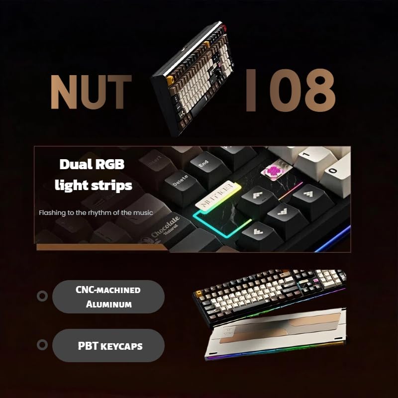 Loeskii WEIKAV 108-Key CNC Aluminum Mechanical Keyboard, Tri-Mode Wireless, Hot Swappable Linear Switch, Quick Release Structure, QMK/VIA, PBT Keycaps, Sound Dampening, NKRO, RGB, Win/Mac