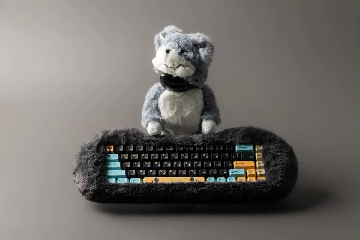 PETBRICK 65 2.4G Wireless Gaming Keyboard 65%, World's First Fluffy, Pettable Custom Mechanical Leaf Spring Keyboard, Switch Between Two Styles Any Time, Odd Eye