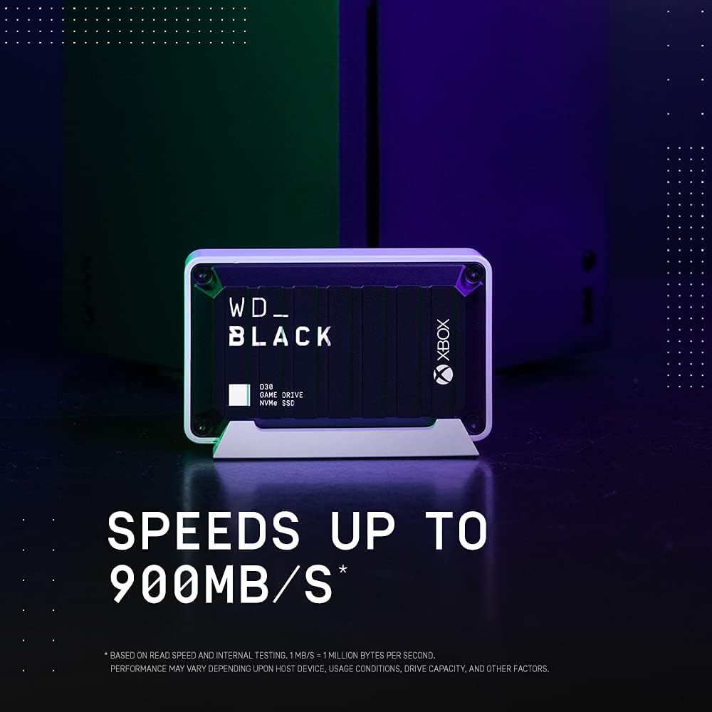 WD_BLACK 2TB D30 Game SSD - Portable External Drive, Compatible with Xbox and PC, Up to 900MB/s - WDBAMF0020BBW-WESN
