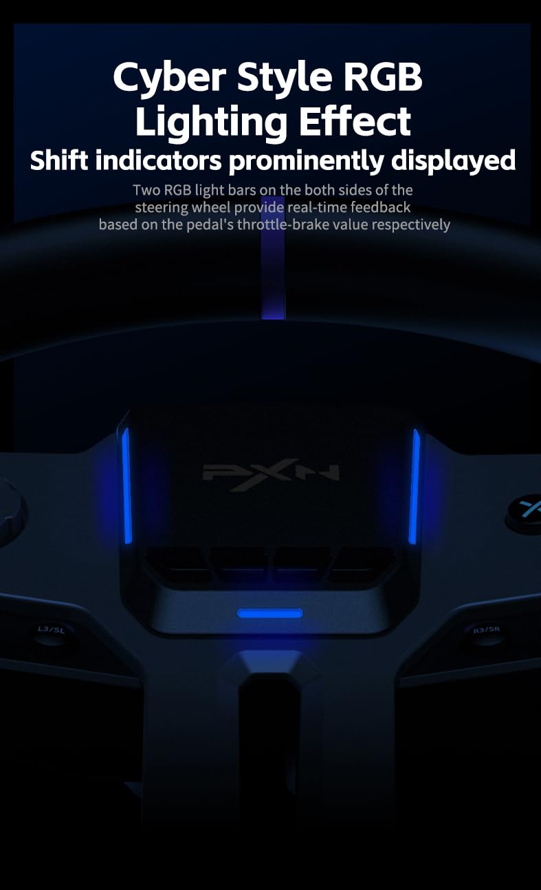 PXN V9 Gen2 Gaming steering Wheel With Pedals/Shifter for PC,PS4,PS3,Xbox