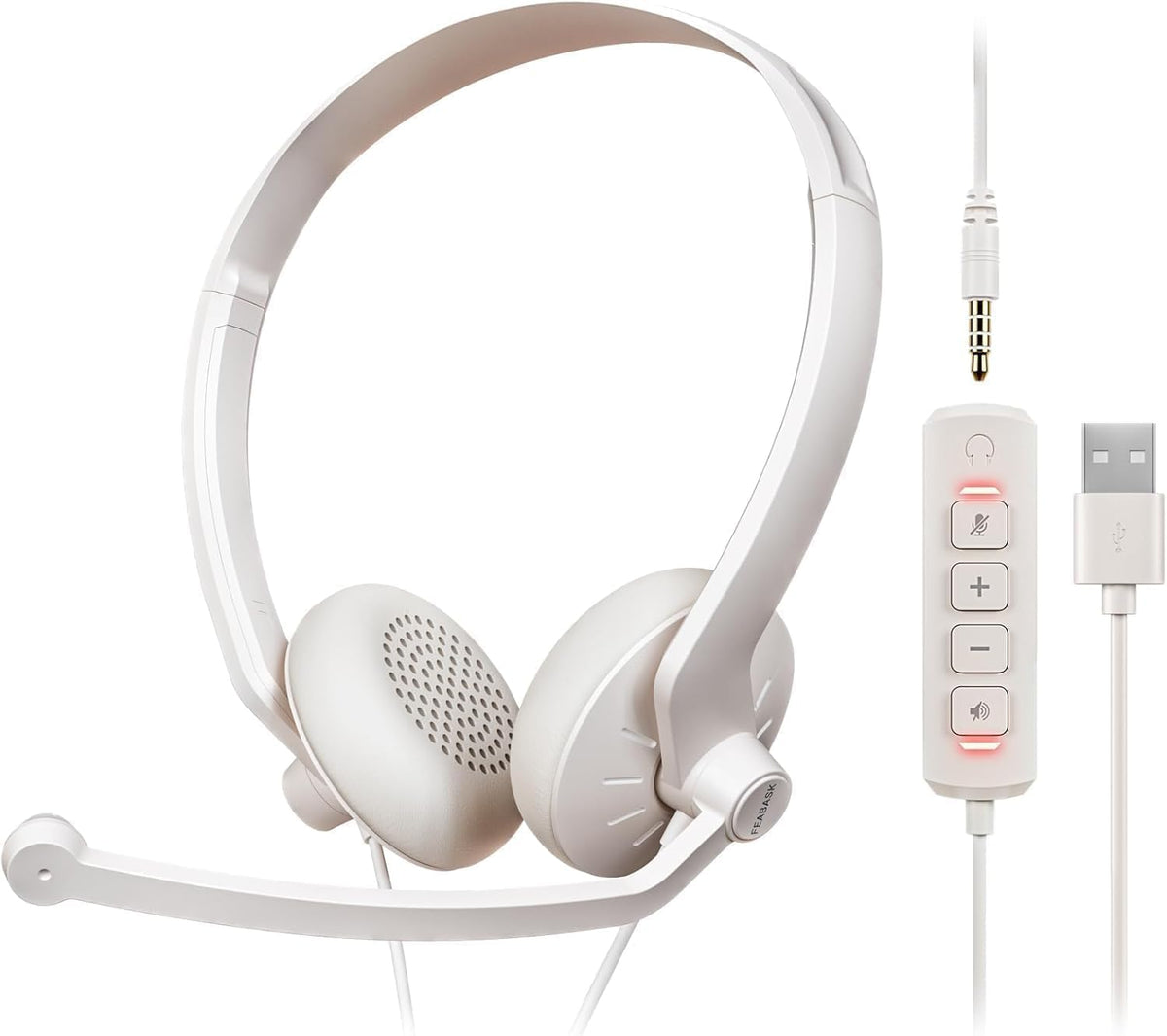 USB Headset with Microphone for PC - Lightweight Wired Computer Headset with Microphone for Home Office Online Class Skype Zoom Meetings,in Line Mute Controls(10pcs)