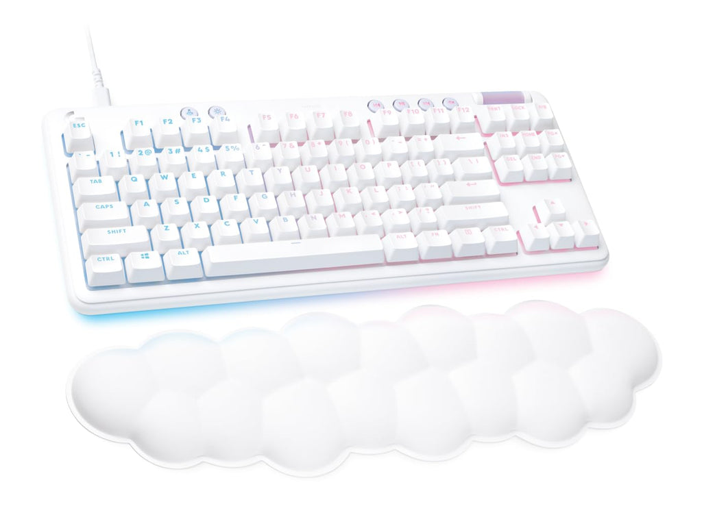 Logitech G715 Wireless Mechanical Gaming Keyboard with LIGHTSYNC RGB, Lightspeed, Tactile Switches (GX Brown), and Keyboard Palm Rest, PC/Mac Compatible - White Mist