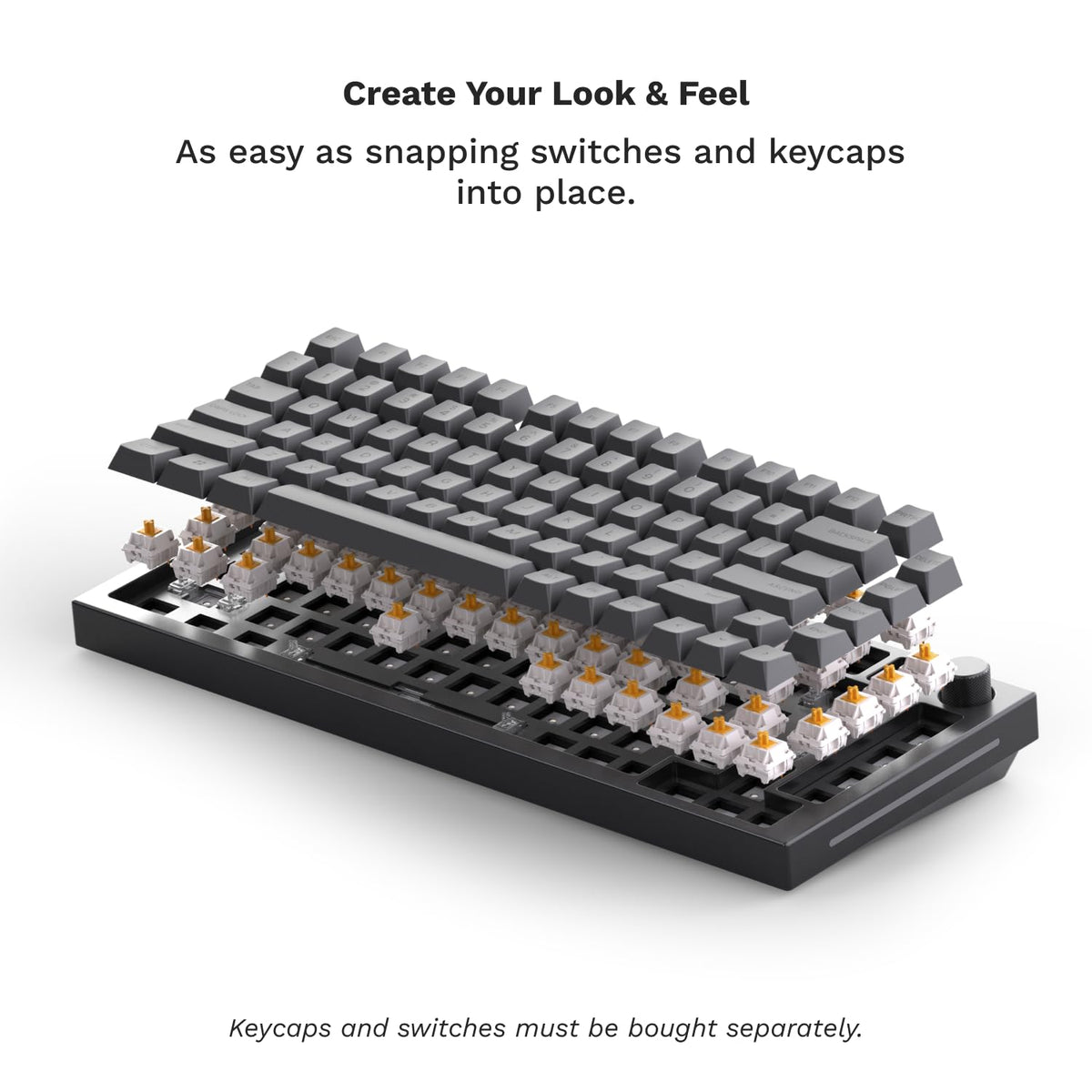 GLORIOUS Gaming GMMK PRO 75% Barebones Black (Frame Only) - Modular Mechanical Gaming Keyboard, TKL Size (75%), 3.3lb Frame, RGB, Fully Customisable, 5-Pin Switch Support