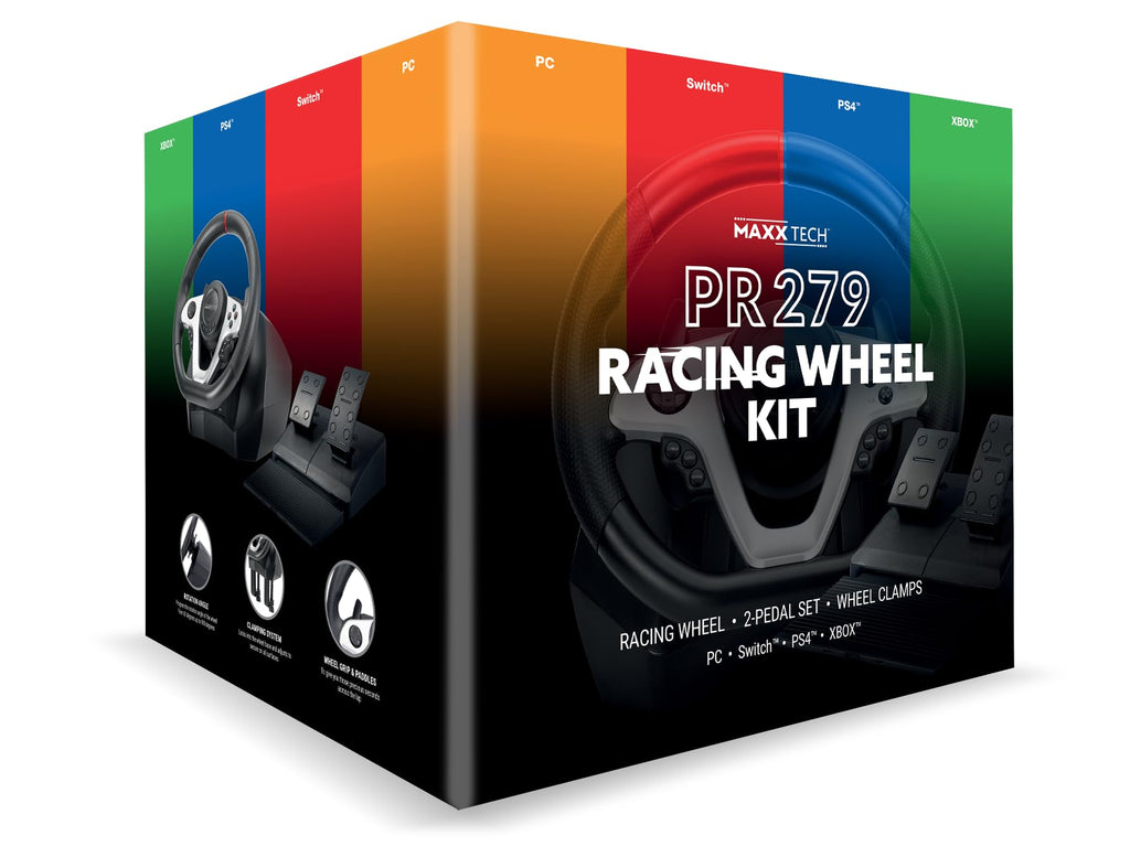 Maxx Tech PR279 Racing Wheel Kit For PC, Xbox, PS4 & Nintendo Switch - Wheel, 2-pedal set & wheel clamp