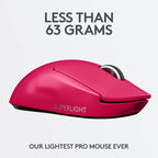 Logitech G PRO X Superlight Wireless Gaming Mouse, Ultra-Lightweight, Hero 25K Sensor, 25,600 DPI, 5 Programmable Buttons, Long Battery Life, Compatible with PC/Mac - Magenta