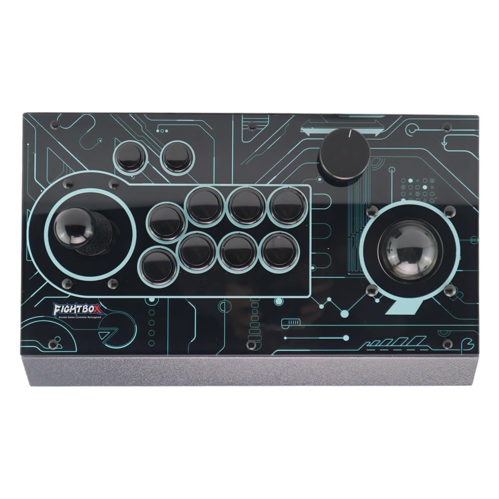 FightBox R10 Pro Arcade Fight Stick with 2-Inch Trackball and Spinner, Sanwa Joystick, Metal Case, USB Retro Gaming Controller for PC, MAME and RetroArch