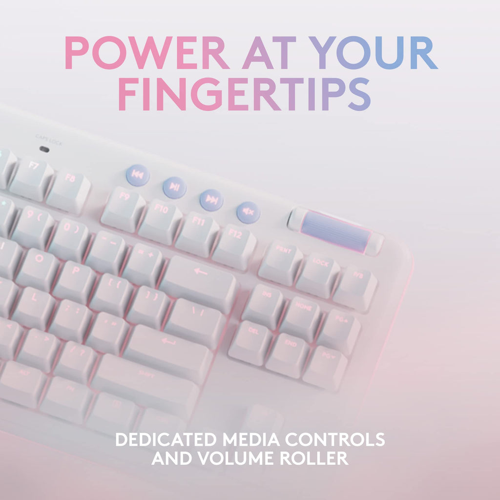 Logitech G715 Wireless Mechanical Gaming Keyboard with LIGHTSYNC RGB, Lightspeed, Tactile Switches (GX Brown), and Keyboard Palm Rest, PC/Mac Compatible - White Mist