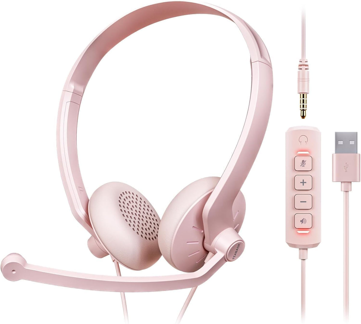 USB Headset with Microphone for PC - Lightweight Wired Computer Headset with Microphone for Home Office Online Class Skype Zoom Meetings,in Line Mute Controls(10pcs)