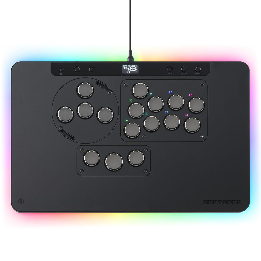 Haute42 Leverless Controller for Arcade Gaming: X1 Low Profile - Three Removable Modules - Extra Large Form Factor - Ambient Backlight - Tournament Lock Switch Controller for PC/PS4/PS3/Switch/Xbox