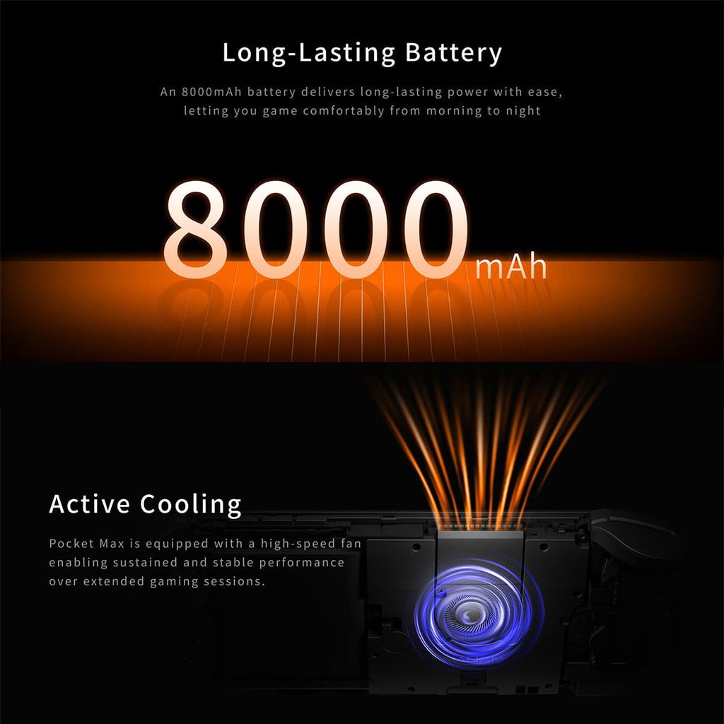 Mangmi Pocket Max Game Console,7 Inch OLED Android 13 System 8000mAh Battery Video Games Consoles,with DDR4+128G TF Card and Wireless Networt Console Casual Game Console RGB Joystick/6-Axis(Gray)