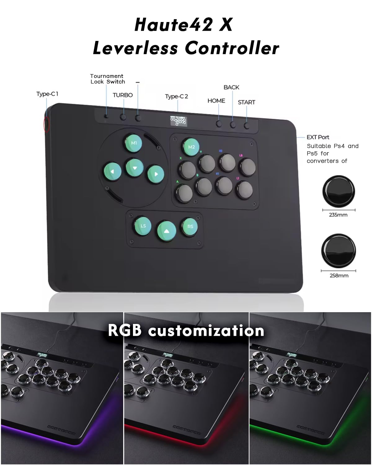 Sehawei Haute42 X1 Leverless Arcade Controller- 3 Removable Modules