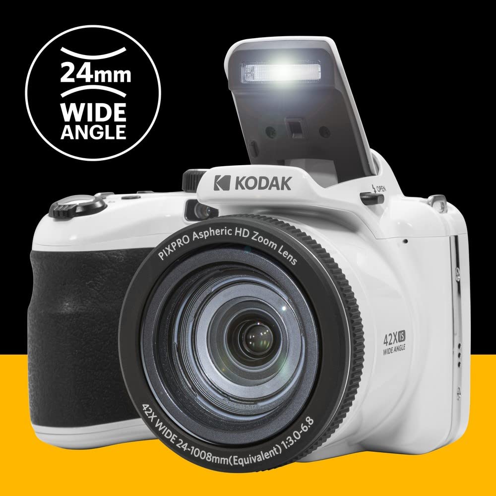 KODAK PIXPRO AZ425 20MP Digital Camera, 42x Optical Zoom, OIS, White