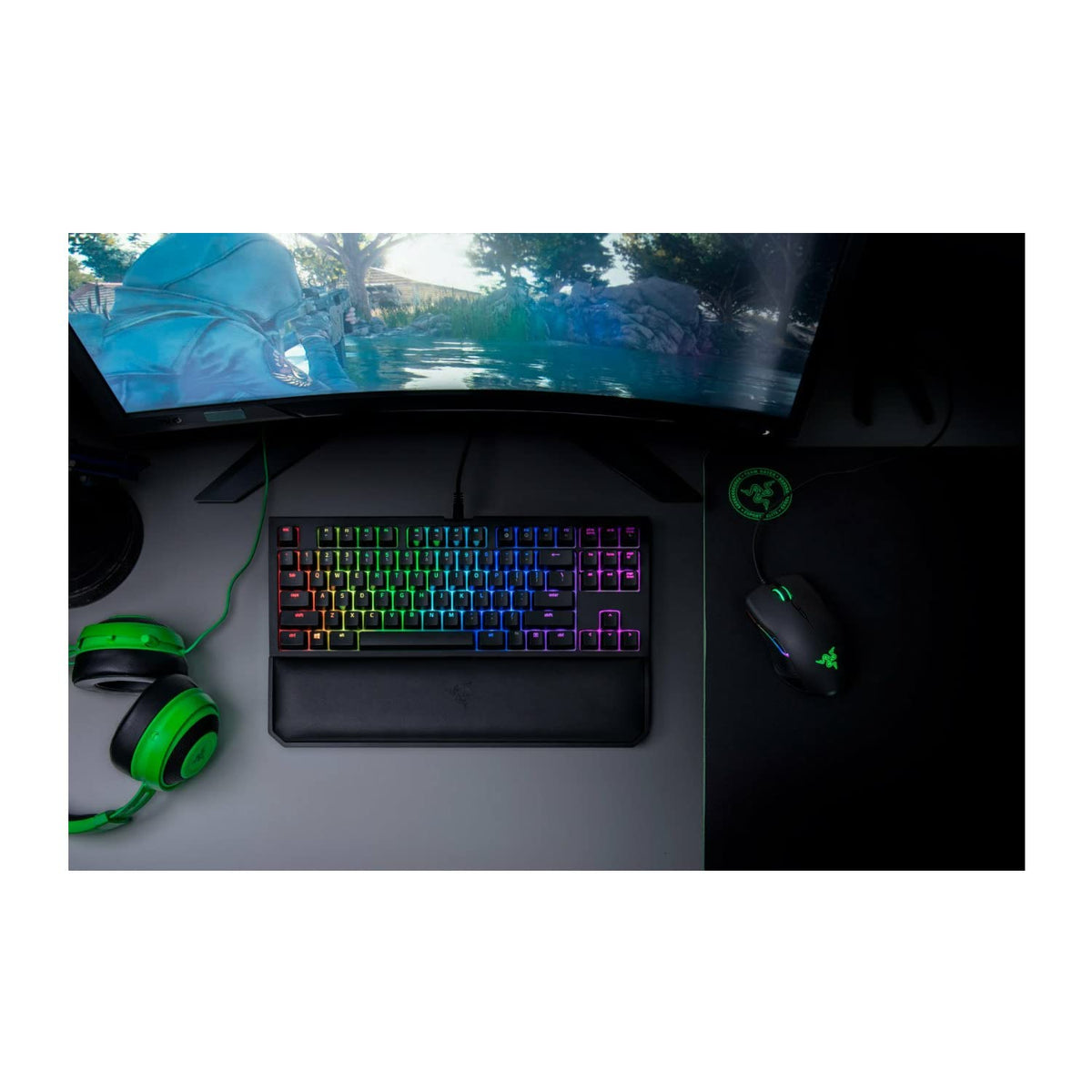 Razer BlackWidow TE Chroma v2 TKL Tenkeyless Mechanical Gaming Keyboard: Orange Key Switches, Tactile & Silent, Chroma RGB Lighting, Magnetic Wrist Rest, Programmable Macros, Classic Black