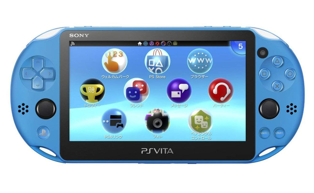 Sony Playstation Vita Wi-Fi 2000 Series with AC Adapter and Silicon Joystick Covers (Aqua Blue) (Renewed)