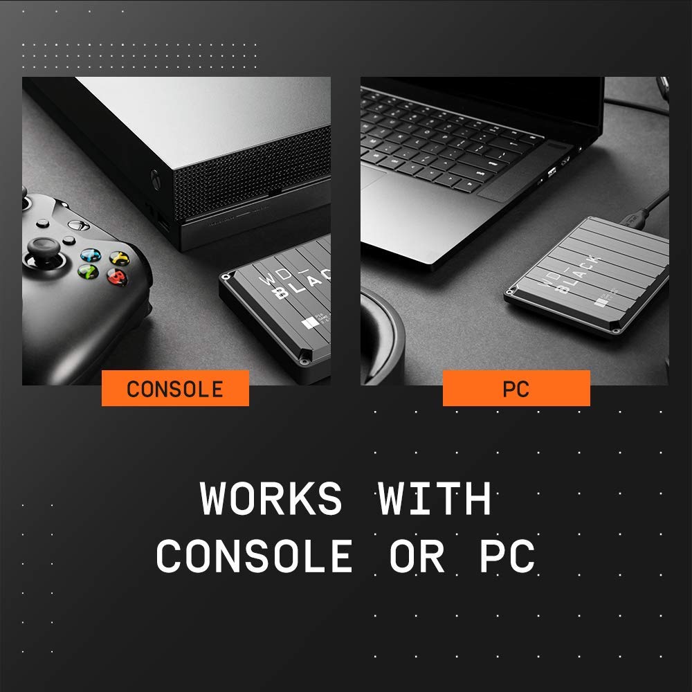 WD_Black 2TB P10 Game Drive, Portable External Hard Drive, Works with PlayStation, Xbox, & PC - WDBA2W0020BBK-WES1
