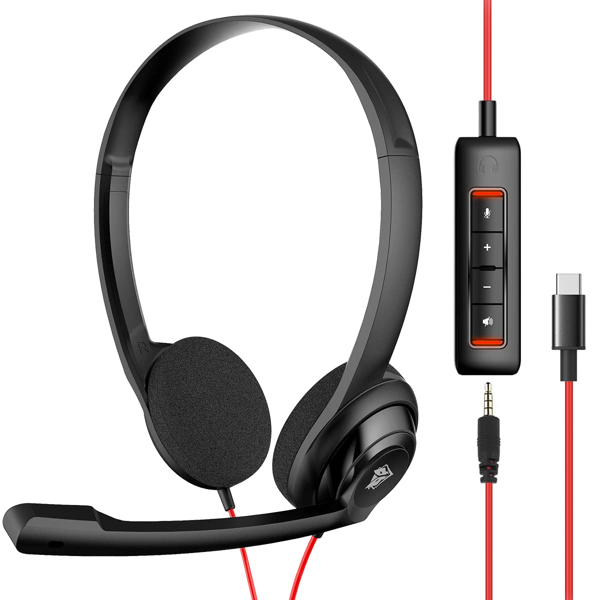 NUBWO HW02 USB Computer Headset with Clear Chat Microphone, Lightweight On-Ear Wired Headset for MS Teams, Skype, Webinars, Call Center and More - 10Pcs