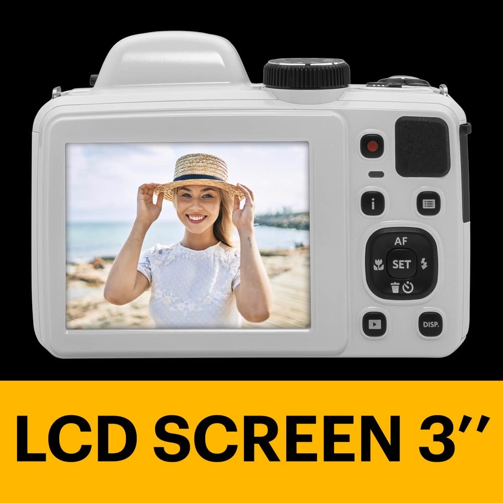 KODAK PIXPRO AZ425 20MP Digital Camera, 42x Optical Zoom, OIS, White