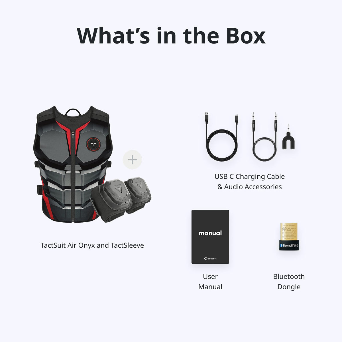 bHaptics Starter Bundle Onyx | TactSuit Air Onyx & TactSleeve for VR & PC Gaming | Sim Racing, Music