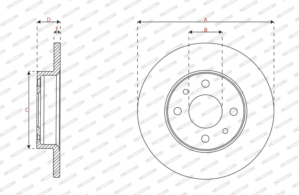 FERODO Brake Disc DDF2218C Rear for ABARTH 500/595 / 695 2008 Onwards | OE Matching Quality | Smooth & Quiet Performance