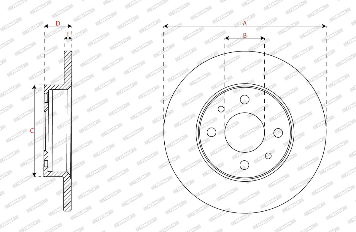 FERODO Brake Disc DDF2218C Rear for ABARTH 500/595 / 695 2008 Onwards | OE Matching Quality | Smooth & Quiet Performance