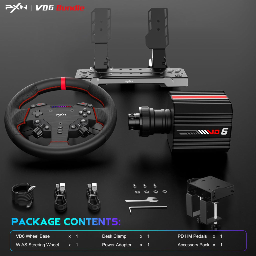 PXN VD6 Direct Drive Racing Wheel Bundle