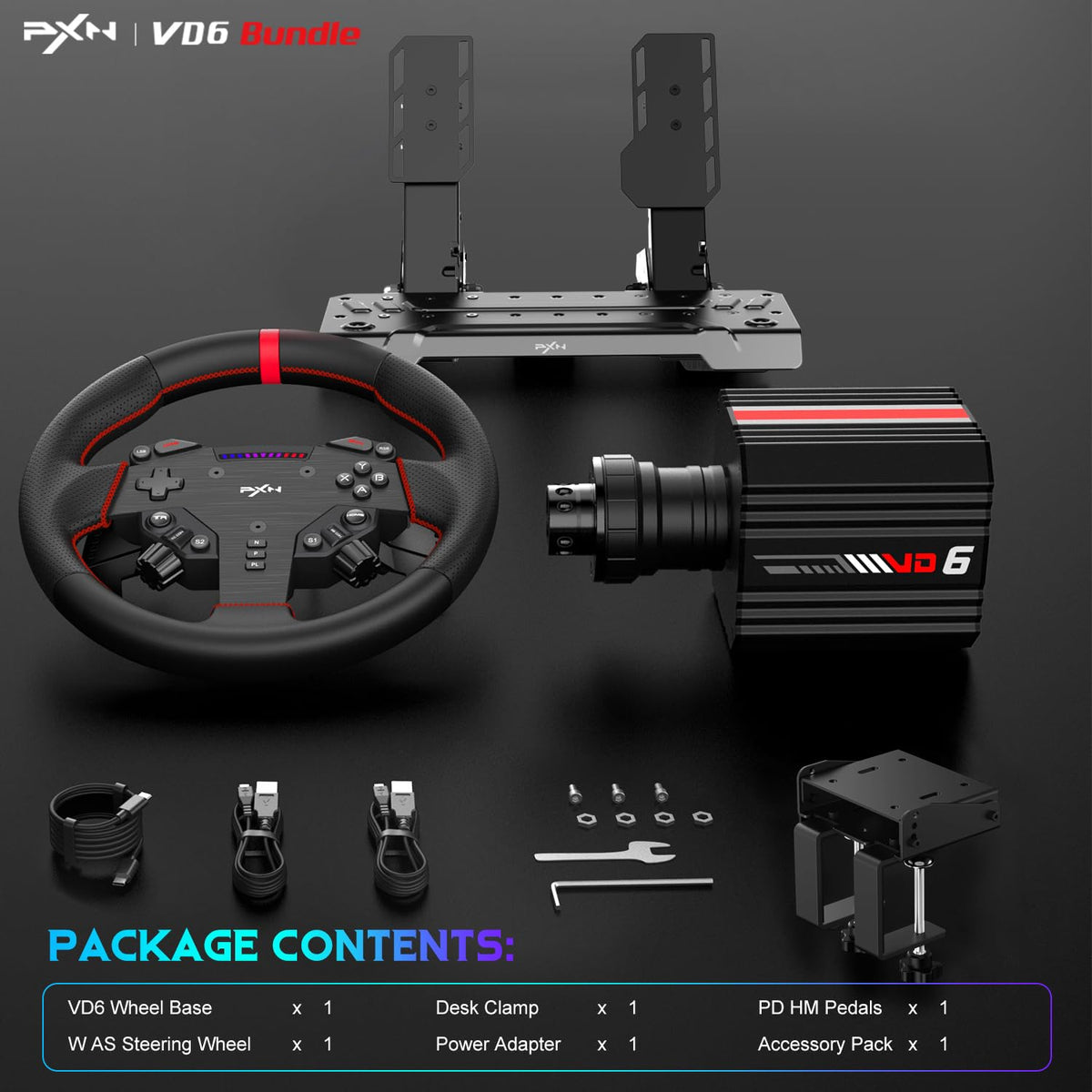 PXN VD6 Direct Drive Racing Wheel Bundle