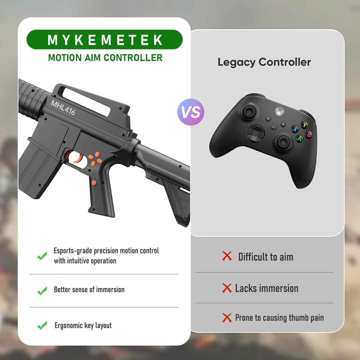 MYKEMETEK Professional FPS Motion Controller Compatible for XBOX Series X|S - Precision Aiming, Immersive Gunfight Experience, Authentic Feedback, 10-Hr Runtime, 2.4 GHz Wireless, Supports ALL FPS Games like Call of Duty and Battlefield