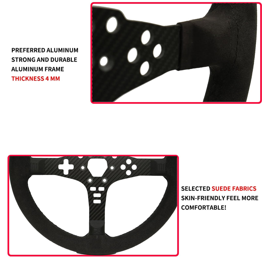 Replace 13 inch lightweight Suede/Leather Steering Wheel Replace Panel For MOZA R5/R3/ES/ESX Bundle Gaming Racing Wheel (With full Suede)