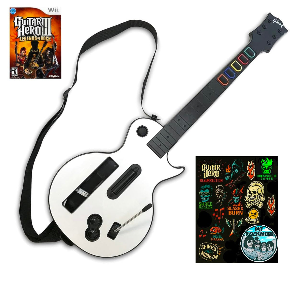 Crownrock Enterprises Authentic Legends of Rock Wii Guitar Bundle - Gibson Controller + Game (Renewed)