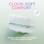 Logitech G715 Wireless Mechanical Gaming Keyboard with LIGHTSYNC RGB, Lightspeed, Tactile Switches (GX Brown), and Keyboard Palm Rest, PC/Mac Compatible - White Mist