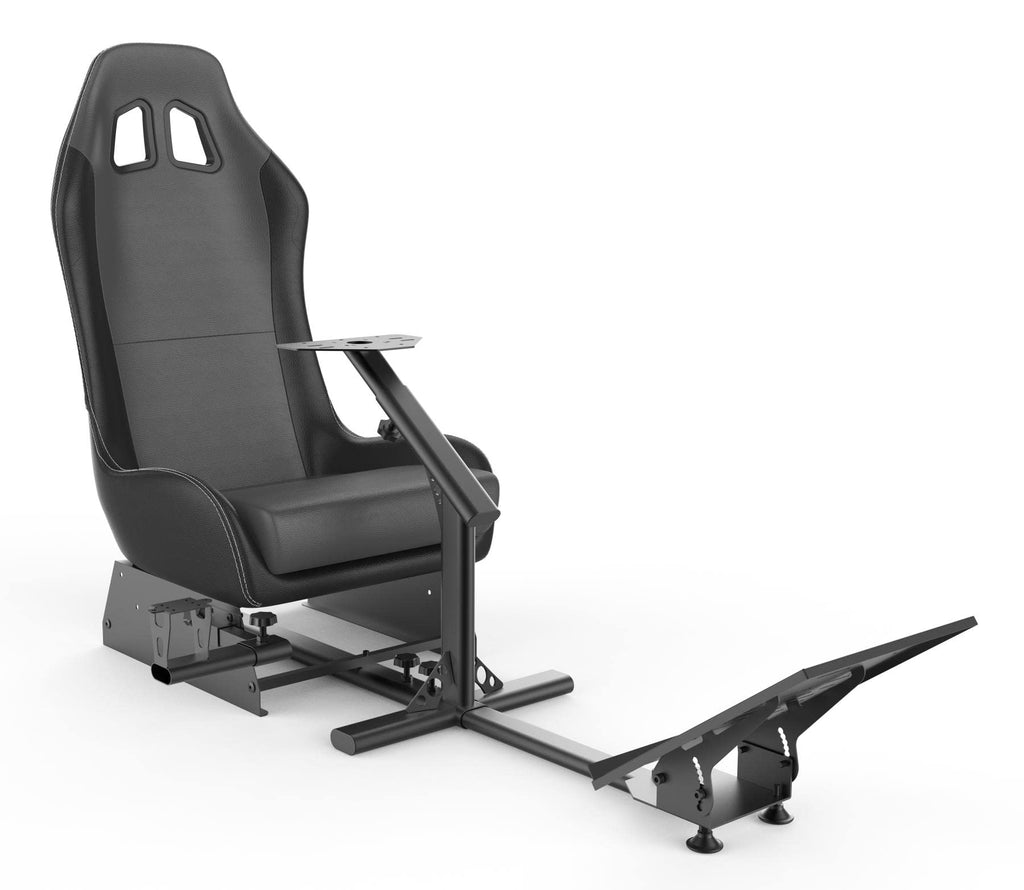 Sim Racing Cockpit with Seat | Compatible with G29 G920 G923 T248X T248 T300RS TX F458 T500RS| Easy to Install Racing Wheel Stand for PS5, Xbox, PC Gaming (Black/Grey)