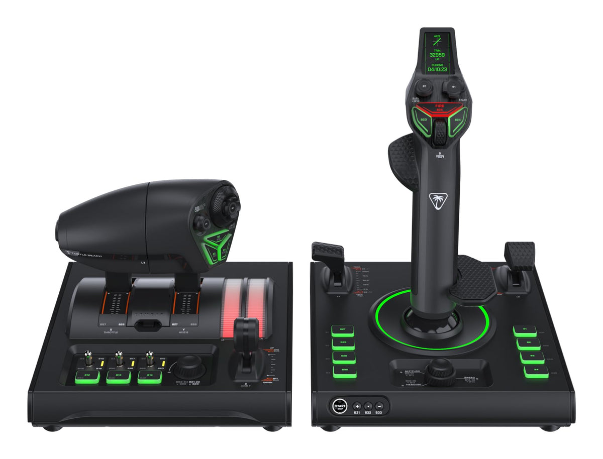 Turtle Beach VelocityOne H.O.T.A.S. Flight Sim Control for PC | Flightstick II & Dual Throttle, 15 Hall Effect Bags, 73 Programmable Inputs, Flight Management Display, RGB Lighting