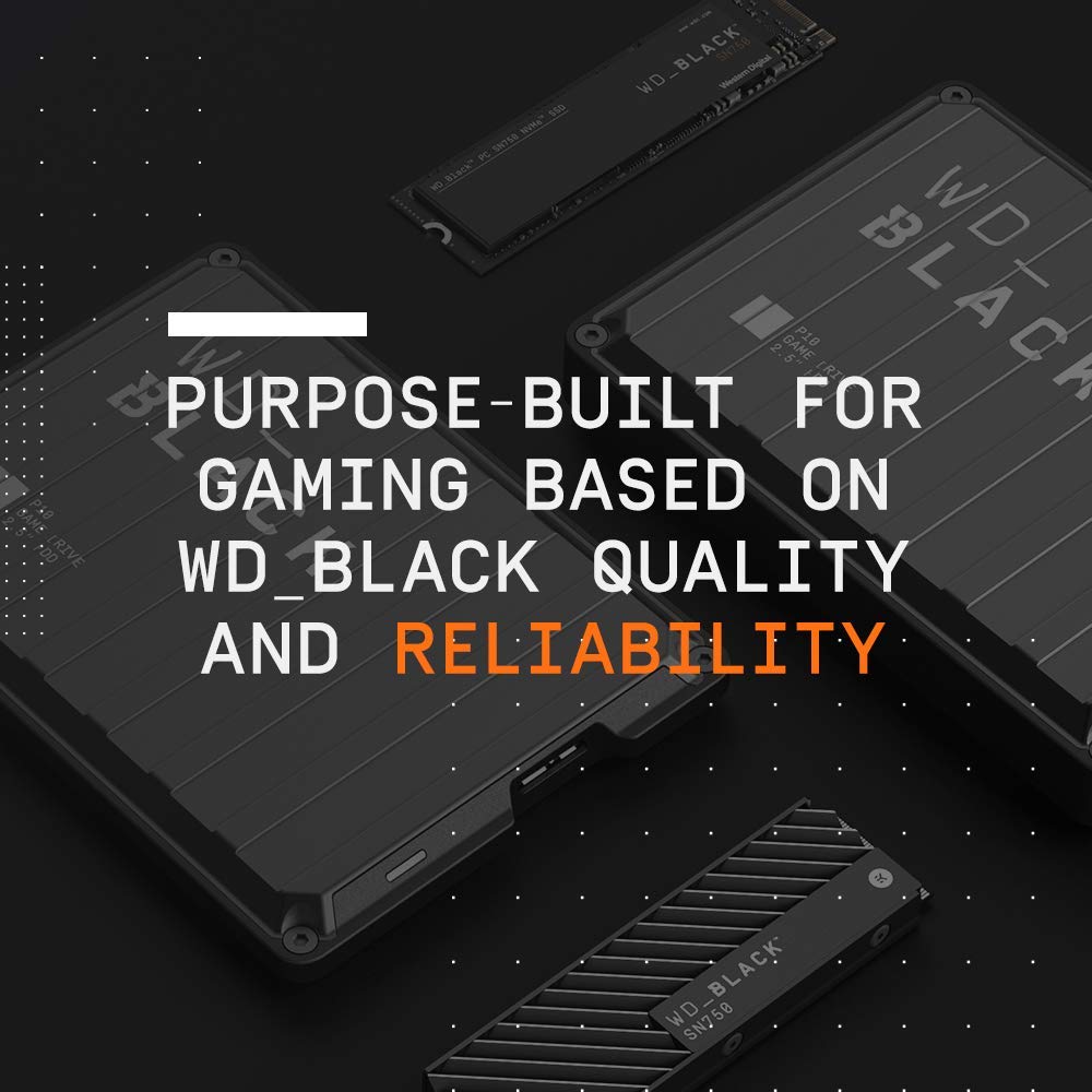 WD_Black 2TB P10 Game Drive, Portable External Hard Drive, Works with PlayStation, Xbox, & PC - WDBA2W0020BBK-WES1