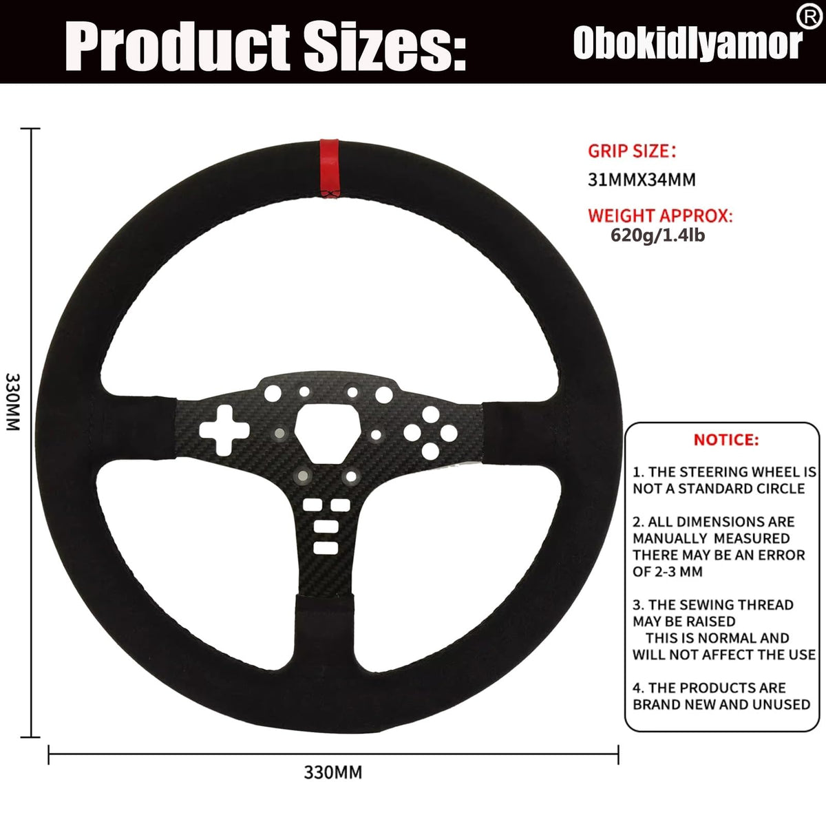 Replace 13 inch lightweight Suede/Leather Steering Wheel Replace Panel For MOZA R5/R3/ES/ESX Bundle Gaming Racing Wheel (With full Suede)