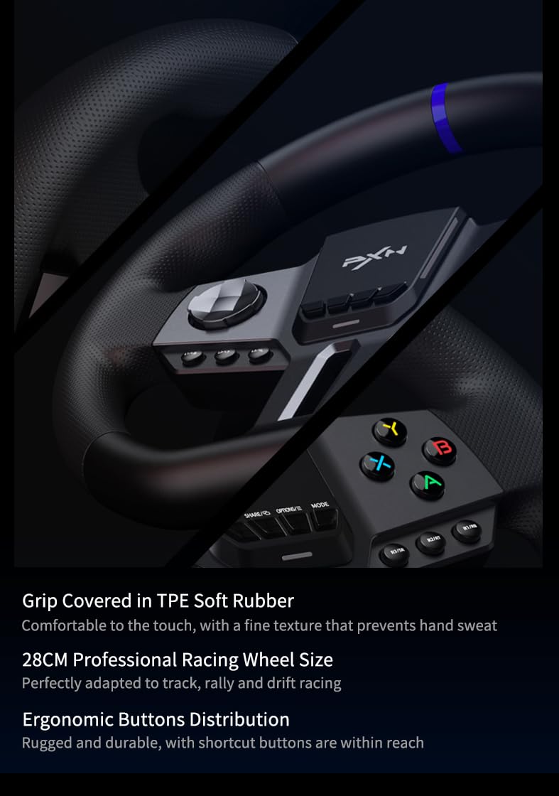 PXN V9 Gen2 Gaming steering Wheel With Pedals/Shifter for PC,PS4,PS3,Xbox