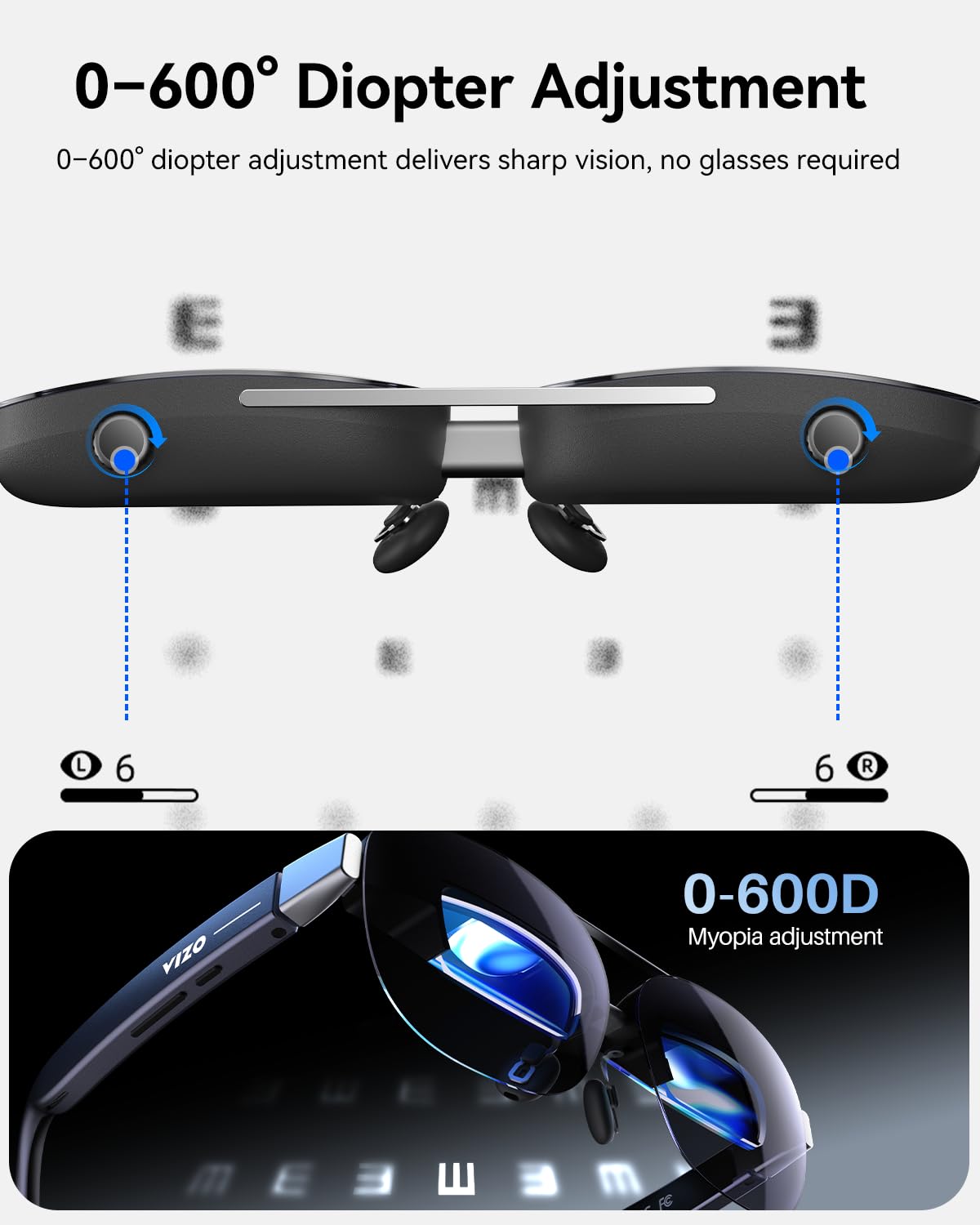 TOZO VIZO Z1 Pro AR Glasses with 160" OLED Display, 120Hz, Full HD 2D & 3D, 6000 nits Brightness, Lightweight, Compatible with iPhone/Android/Laptop