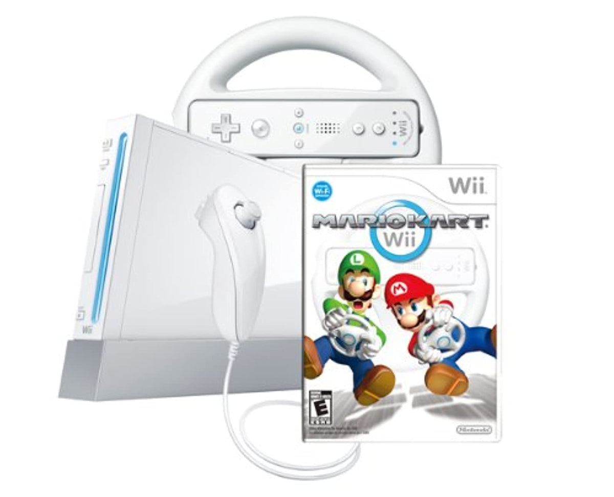 Wii Console with Mario Kart Wii Bundle - White