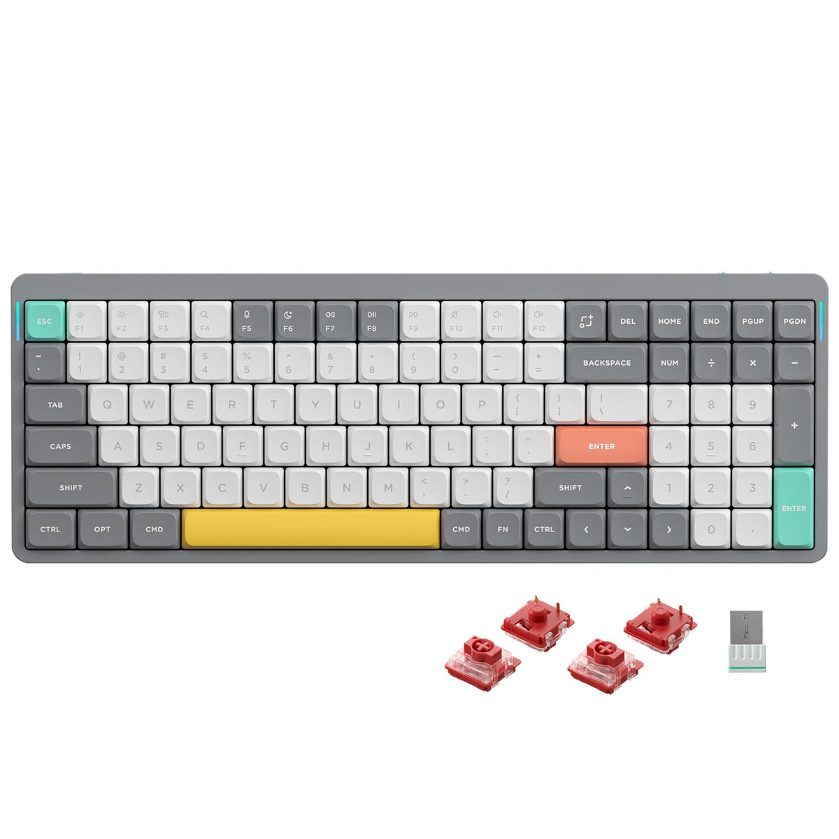 nuphy Air96 V2 Wireless Mechanical Keyboard,100 Keys RGB Backlit Keyboard,Supports Bluetooth 5.1,2.4G and Wired Connection,for PC/Laptop/Windows/Mac -Grey Gateron Aloe Switch