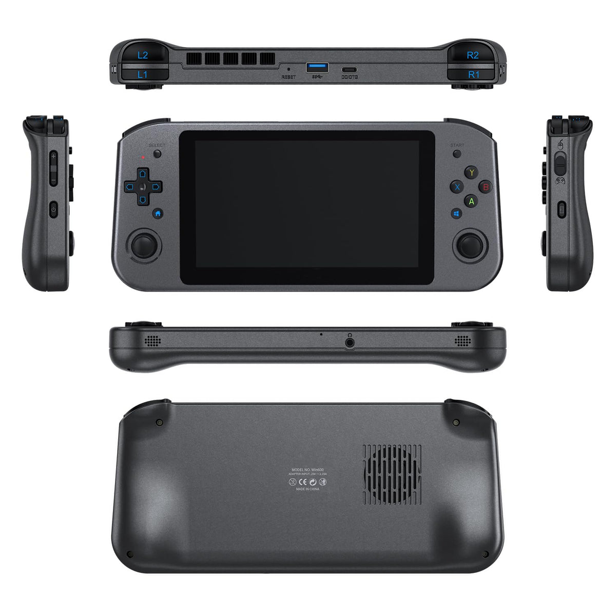 WIN600 Handheld PC Game Console , 5.94 Inch OCA Full Lamination IPS Screen Preset Windows10 Home Edition Black