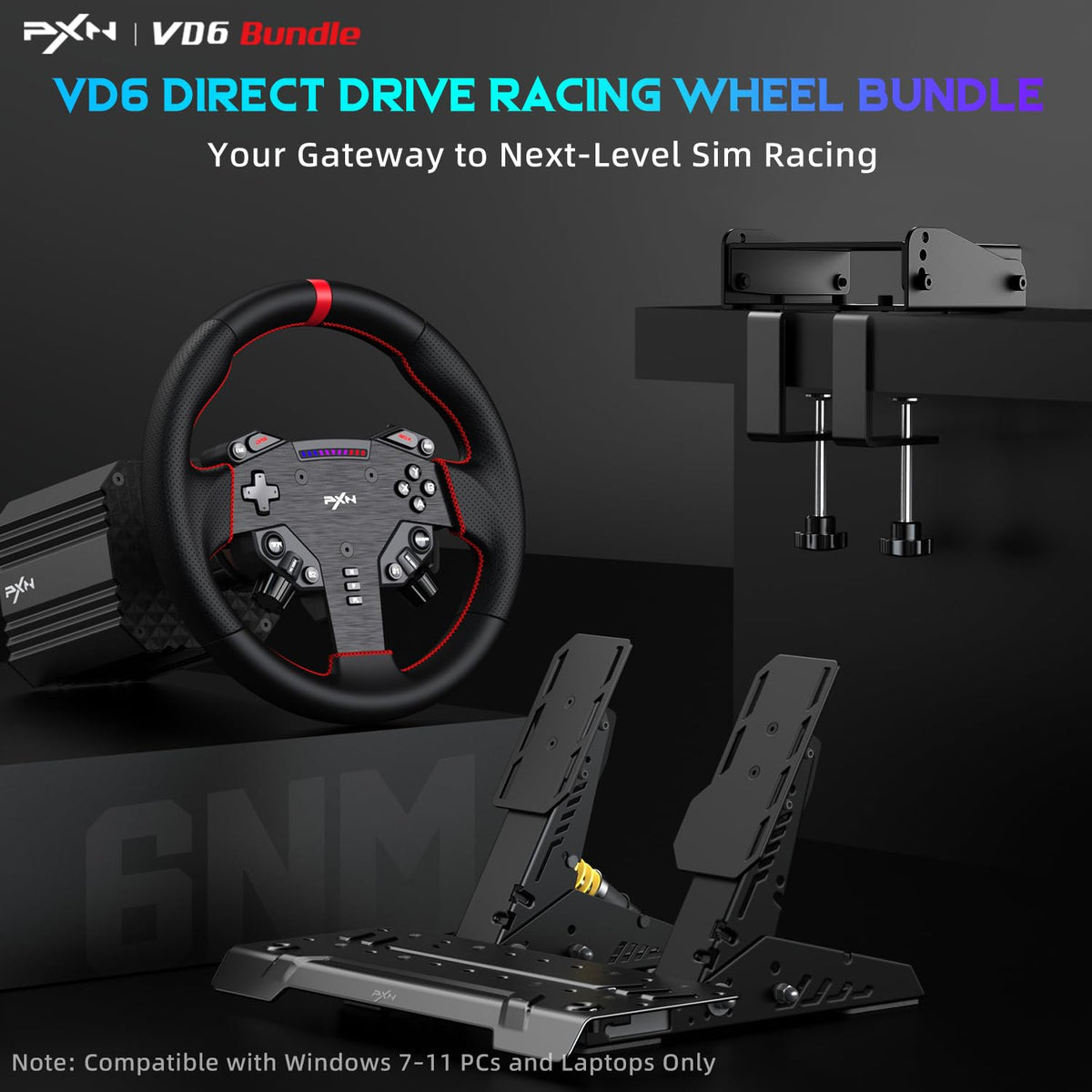 PXN VD6 Direct Drive Racing Wheel Bundle