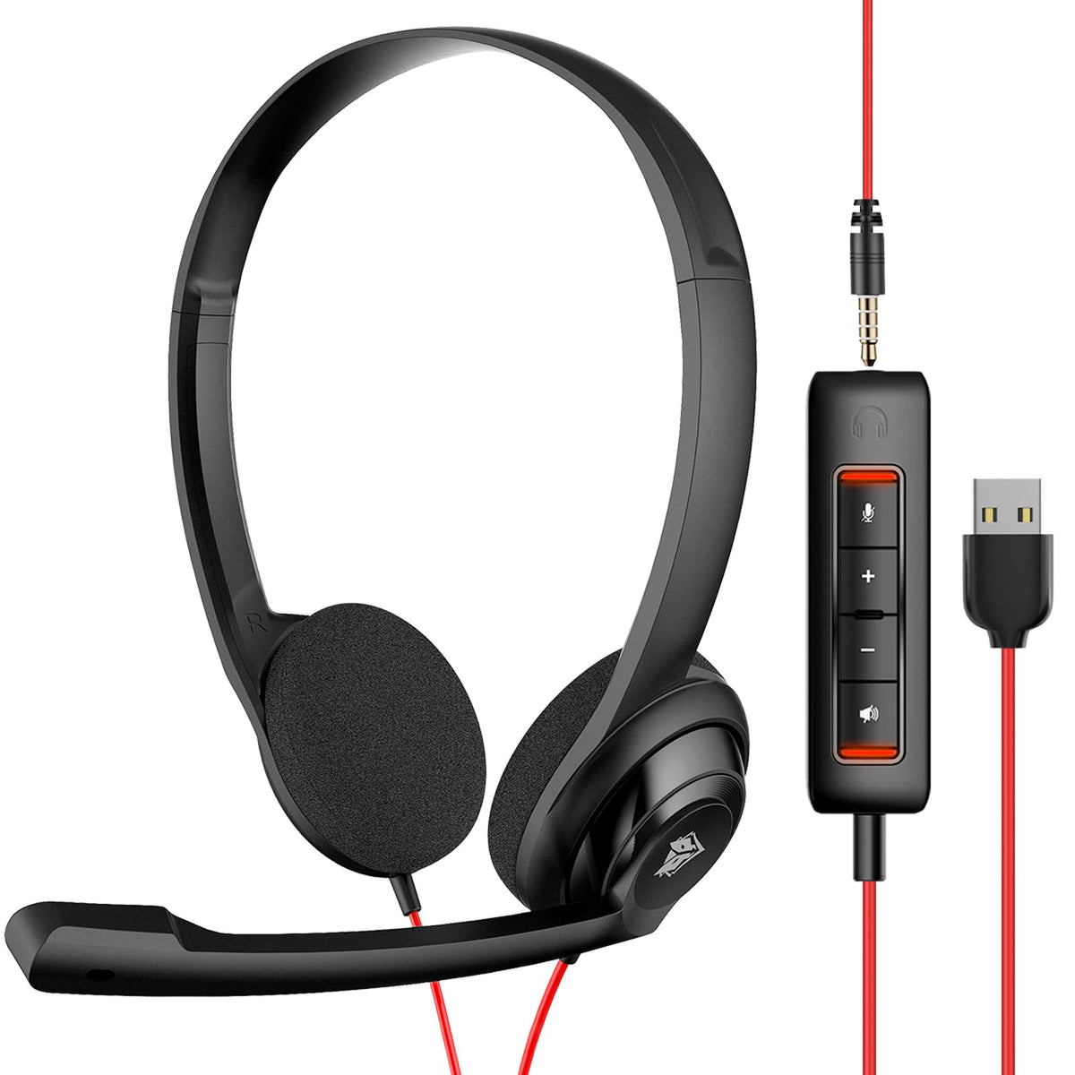 NUBWO HW02 USB Computer Headset with Clear Chat Microphone, Lightweight On-Ear Wired Headset for MS Teams, Skype, Webinars, Call Center and More - 10Pcs