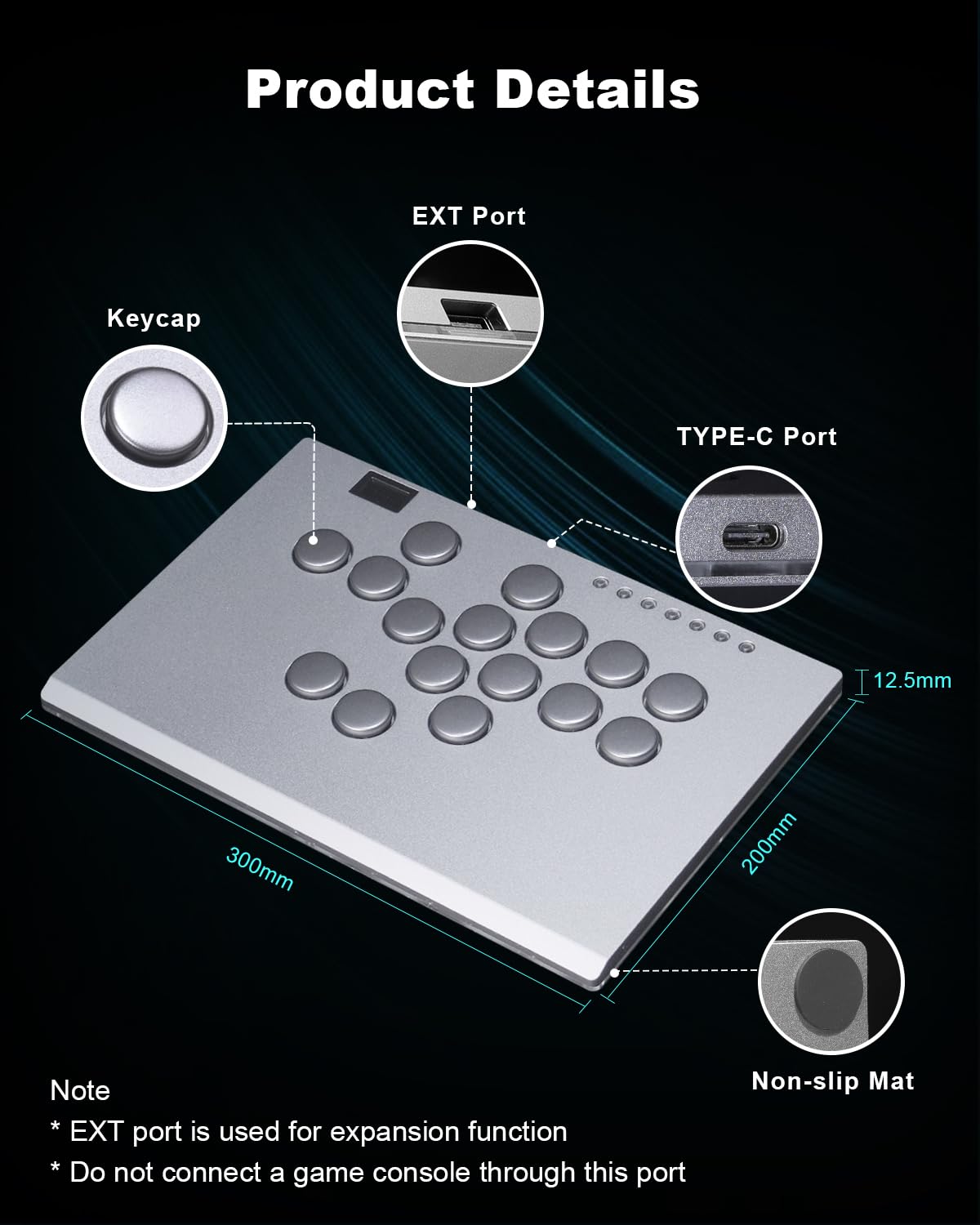 ONEED Haute42 Leverless Controller M16 Plus Grey-Aluminum Leverless Arcade Stick for PC/PS3/PS4/Switch Game,Crystal Low-Profile Switch Arcade Stick Support Hot Swap & SOCD