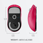 Logitech G PRO X Superlight Wireless Gaming Mouse, Ultra-Lightweight, Hero 25K Sensor, 25,600 DPI, 5 Programmable Buttons, Long Battery Life, Compatible with PC/Mac - Magenta