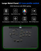 Leverless Controller Arcade Stick: Arcade Stick X Series with Ambient RGB & Tournament Lock Switch, Low Profile X1 with Wind Engine Switches ,Leverless Controller for Switch, PC,PS4
