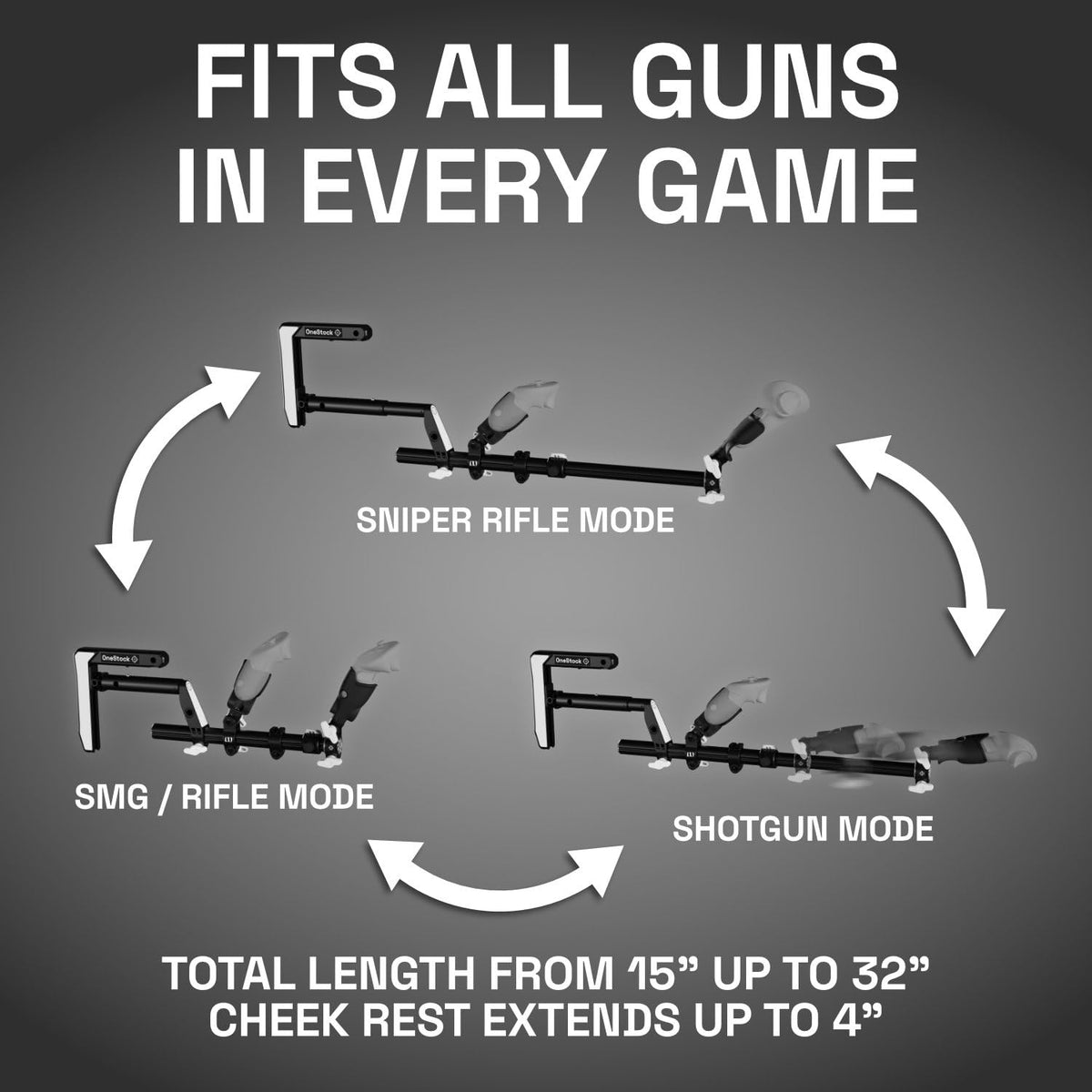 WIELD VR Gun Stock for Quest 3 | 2 | 3S | Pro – with Tactical Sling – Designed for FPS Accuracy, Stability & Immersion – VR Accessory for Shooting Games – OneStock