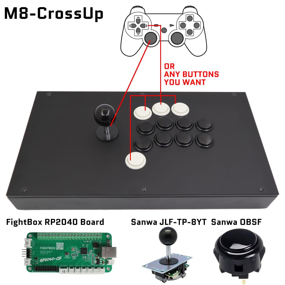 FightBox M8-CrossUP Arcade Joystick Game Controller for PC/PS/SWITCH